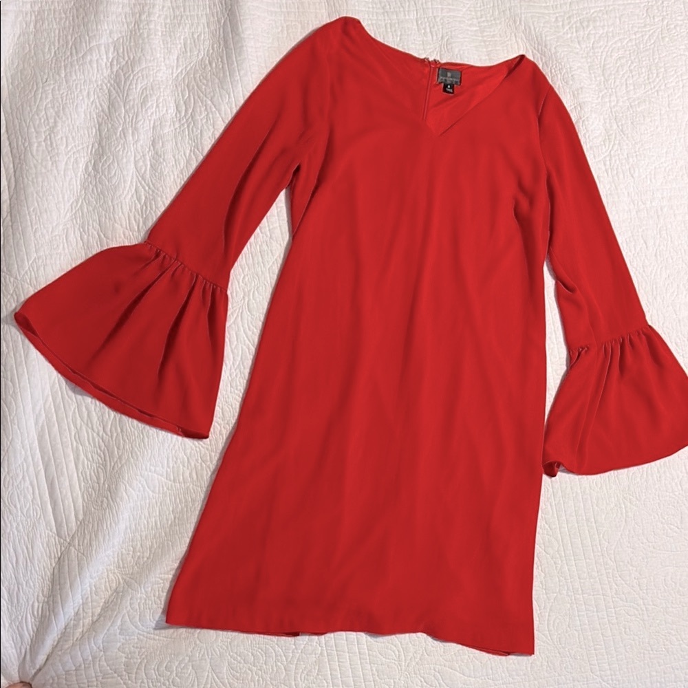 Worthington Red V-Neck Bell Sleeve Sheath Dress